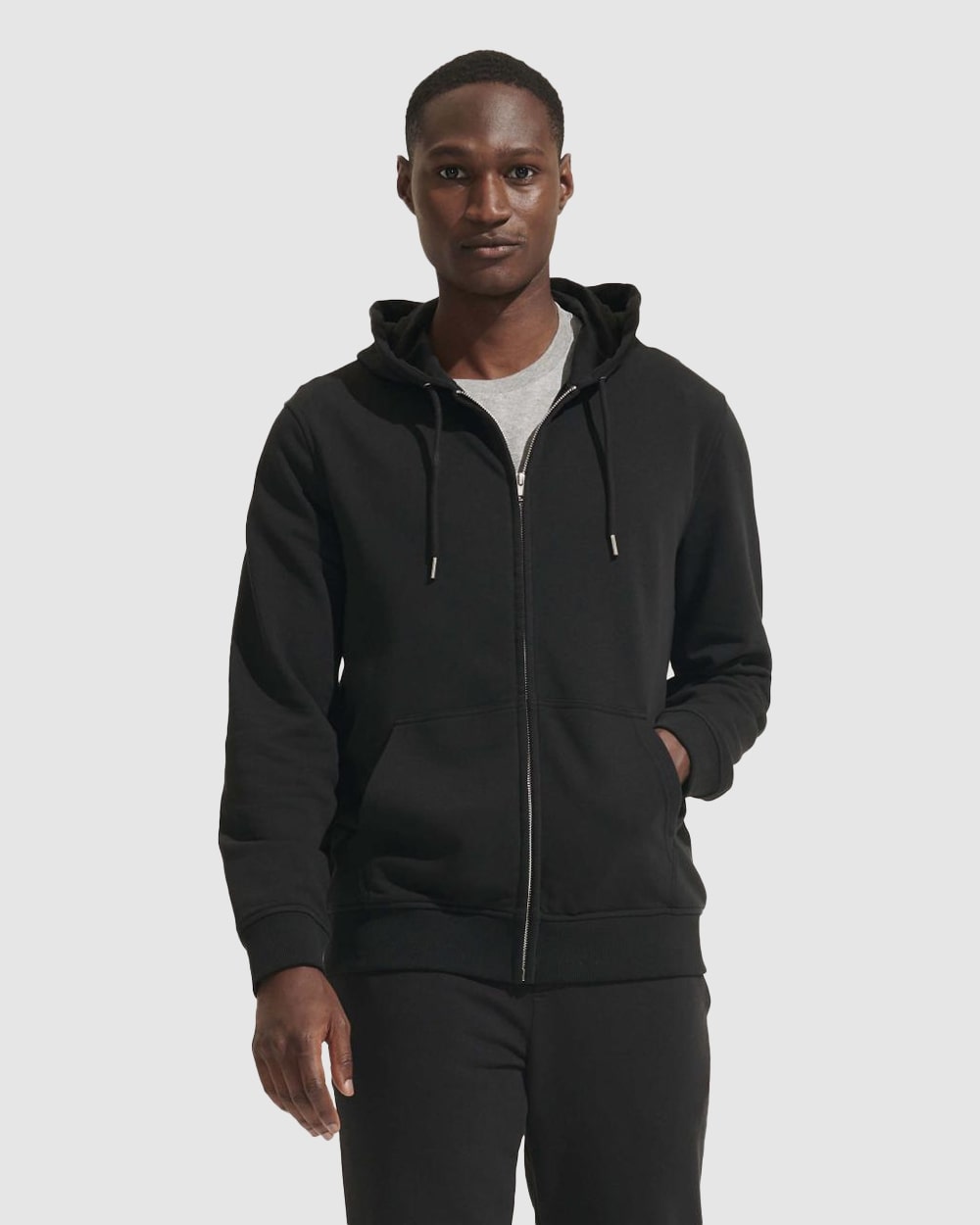 Zip-Up Hoodie - 360 GSM, 85% Combed Organic Cotton, 15% Recycled Polyester